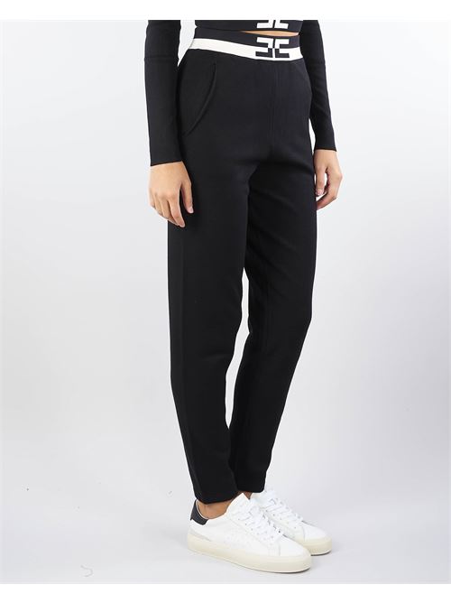 Pantalone jogger in viscosa con bande logo Elisabetta Franchi ELISABETTA FRANCHI | Pantalone | KP62S46E2685